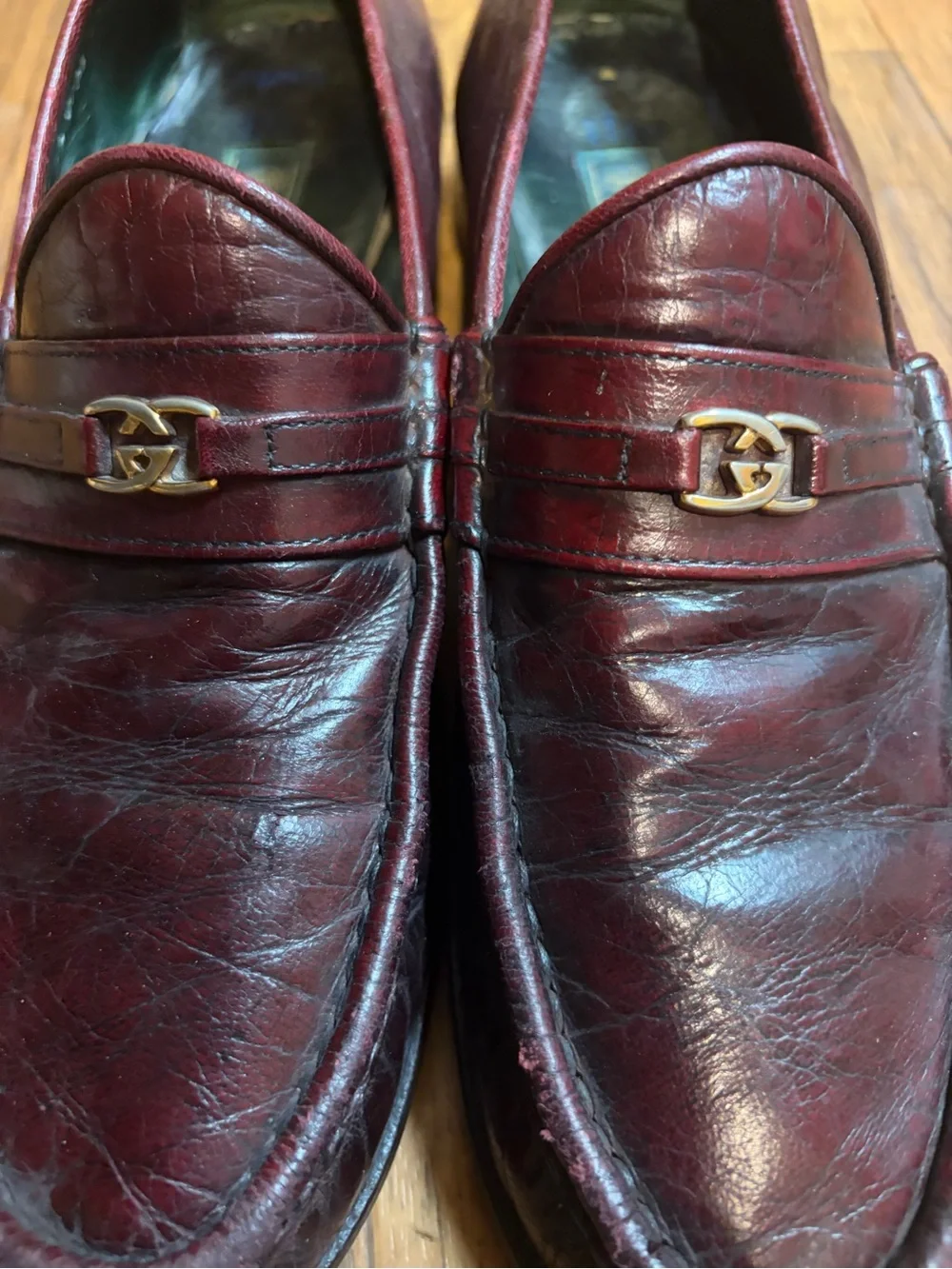 Vintage  Gucci Leather Penny Loafers in Burgundy size 43